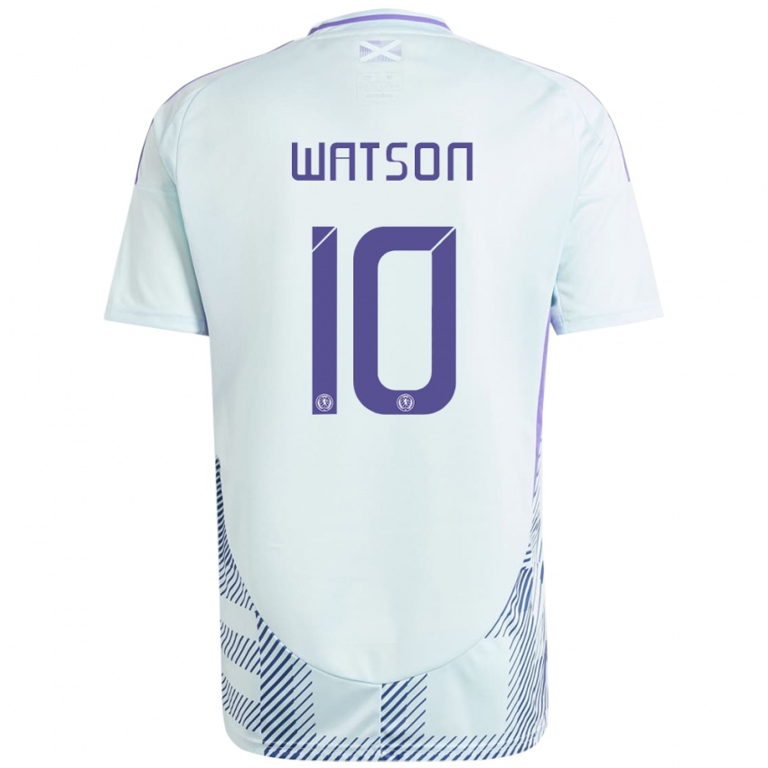 Damen Schottland David Watson #10 Helles Mintblau Auswärtstrikot Trikot 24-26 T-Shirt Schweiz