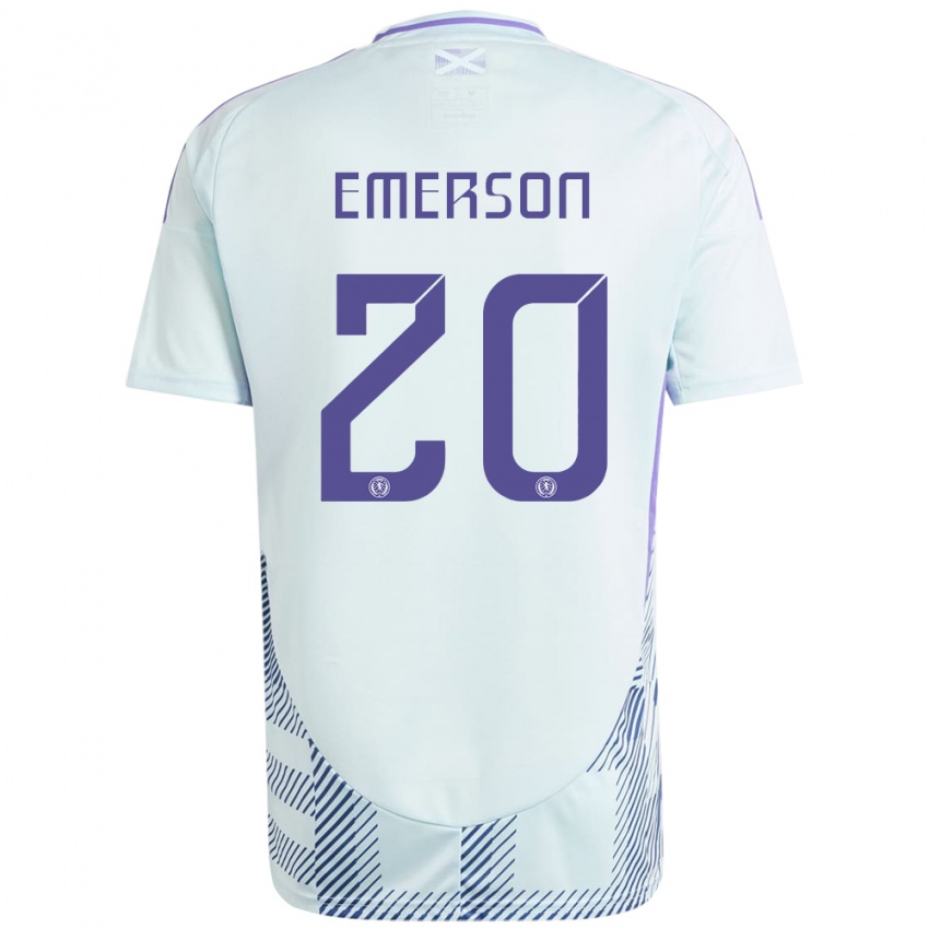 Damen Schottland Johnny Emerson #20 Helles Mintblau Auswärtstrikot Trikot 24-26 T-Shirt Schweiz