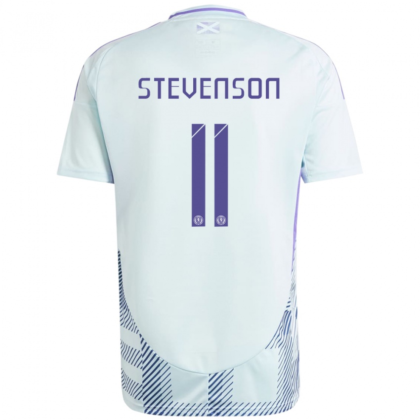 Damen Schottland Gus Stevenson #11 Helles Mintblau Auswärtstrikot Trikot 24-26 T-Shirt Schweiz