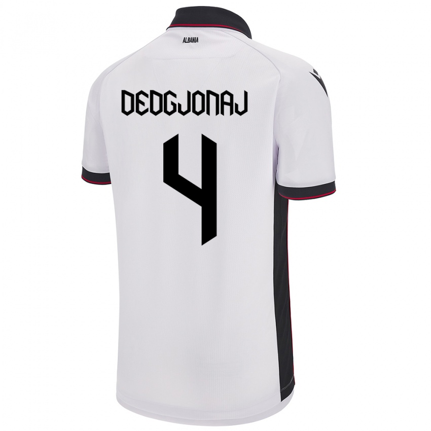 Damen Albanien Leonora Dedgjonaj #4 Weiß Auswärtstrikot Trikot 24-26 T-Shirt Schweiz