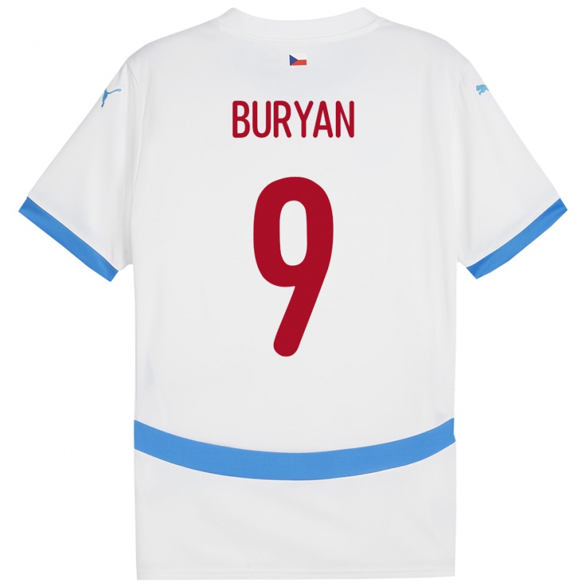 Damen Tschechien Jan Buryan #9 Weiß Auswärtstrikot Trikot 24-26 T-Shirt Schweiz