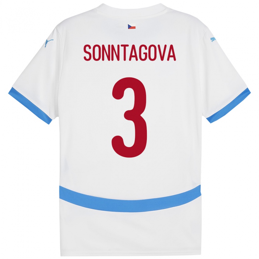 Damen Tschechien Eliška Sonntagová #3 Weiß Auswärtstrikot Trikot 24-26 T-Shirt Schweiz