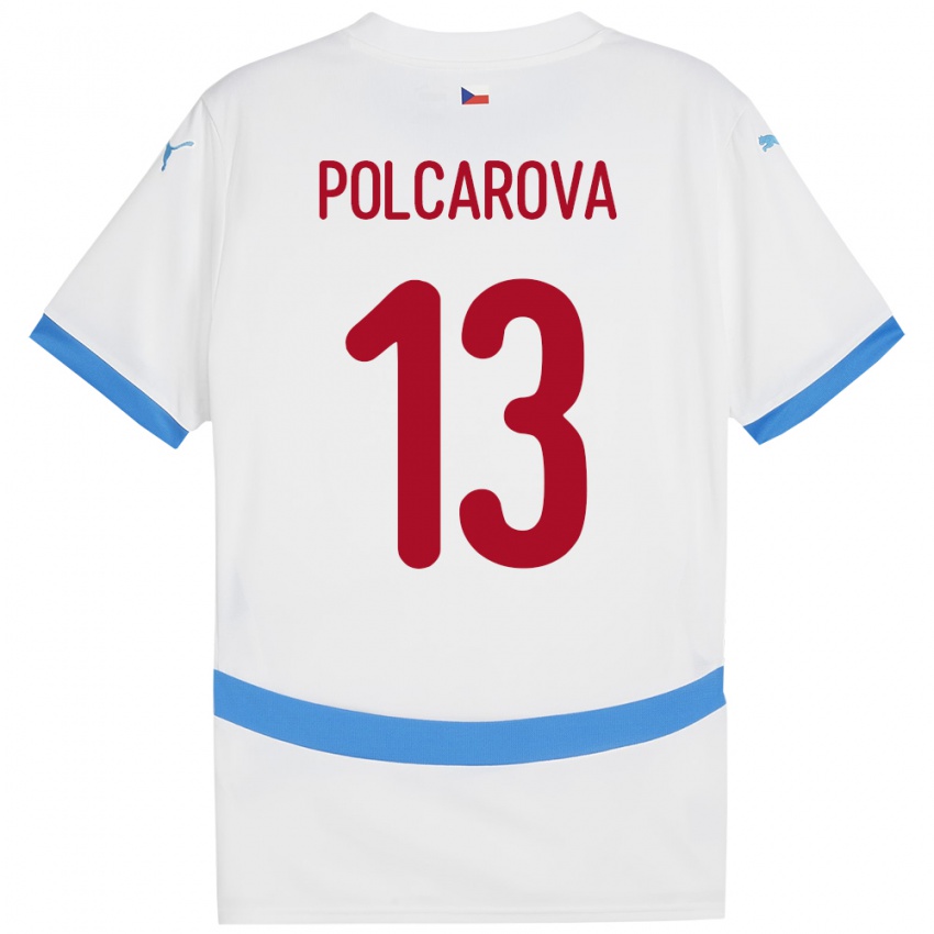 Damen Tschechien Barbora Polcarová #13 Weiß Auswärtstrikot Trikot 24-26 T-Shirt Schweiz