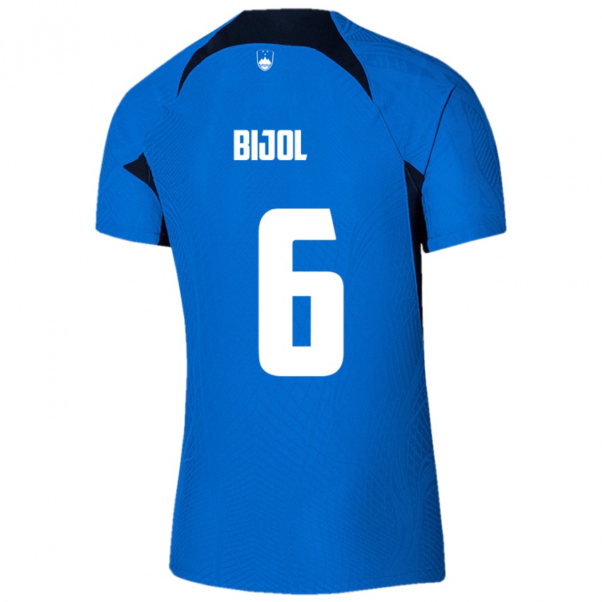 Damen Slowenien Jaka Bijol #6 Blau Auswärtstrikot Trikot 24-26 T-Shirt Schweiz