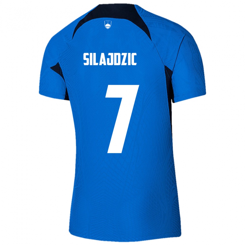 Damen Slowenien Riad Silajdzic #7 Blau Auswärtstrikot Trikot 24-26 T-Shirt Schweiz