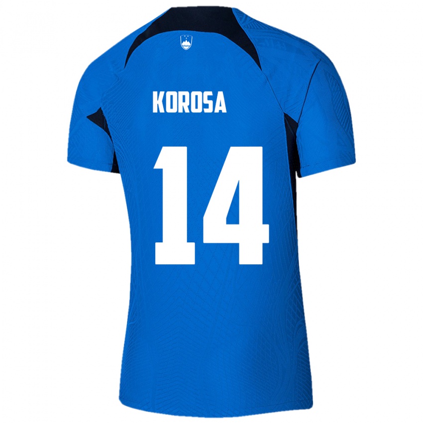 Damen Slowenien Anej Koroša #14 Blau Auswärtstrikot Trikot 24-26 T-Shirt Schweiz