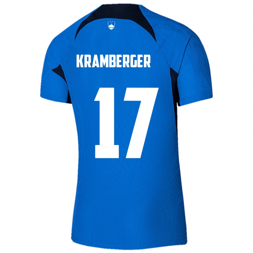 Damen Slowenien Enej Kramberger #17 Blau Auswärtstrikot Trikot 24-26 T-Shirt Schweiz