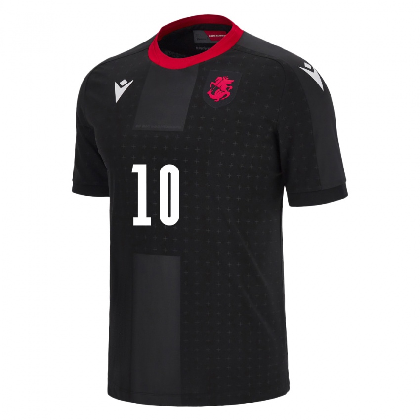 Damen Georgien Nikoloz Kvelashvili #10 Schwarz Auswärtstrikot Trikot 24-26 T-Shirt Schweiz