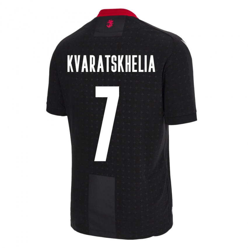 Damen Georgien Khvicha Kvaratskhelia #7 Schwarz Auswärtstrikot Trikot 24-26 T-Shirt Schweiz