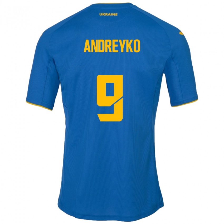Damen Ukraine Ivan Andreyko #9 Blau Auswärtstrikot Trikot 24-26 T-Shirt Schweiz