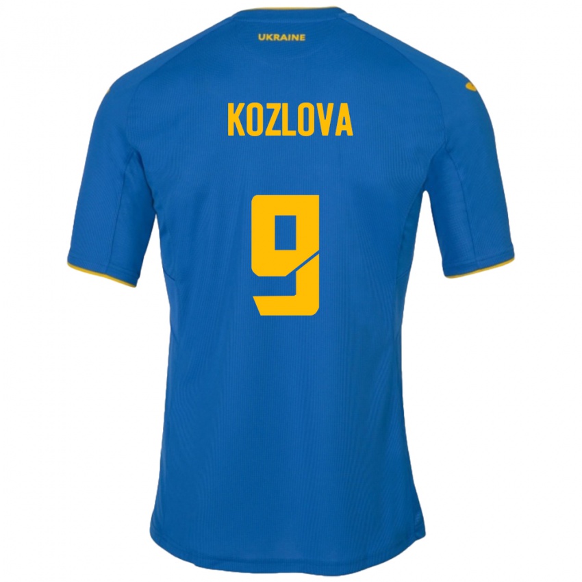 Damen Ukraine Nicole Kozlova #9 Blau Auswärtstrikot Trikot 24-26 T-Shirt Schweiz