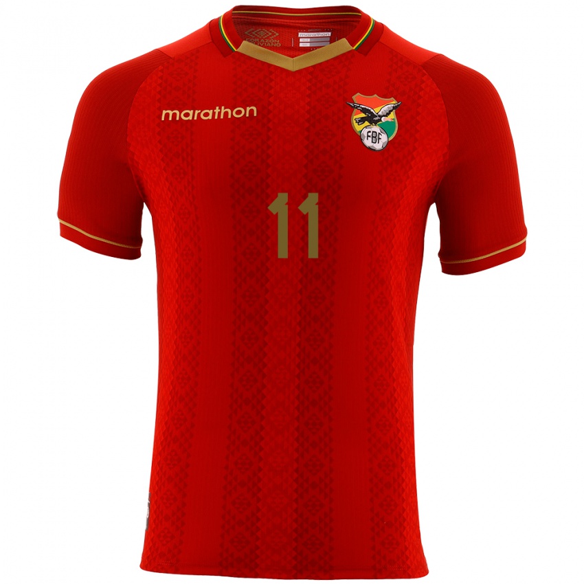 Damen Bolivien Carmelo Algarañaz #11 Rot Auswärtstrikot Trikot 24-26 T-Shirt Schweiz