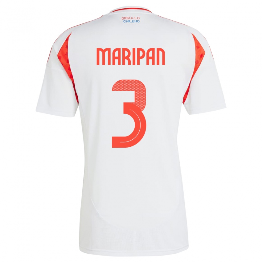 Damen Chile Guillermo Maripán #3 Weiß Auswärtstrikot Trikot 24-26 T-Shirt Schweiz