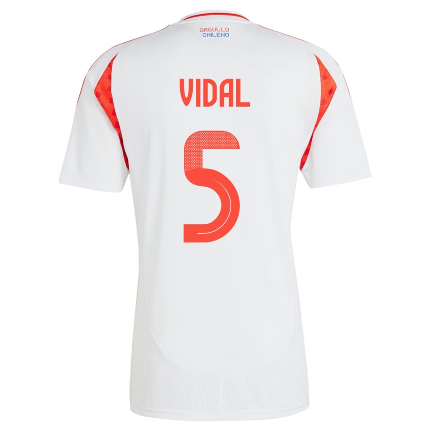 Damen Chile Valentín Vidal #5 Weiß Auswärtstrikot Trikot 24-26 T-Shirt Schweiz