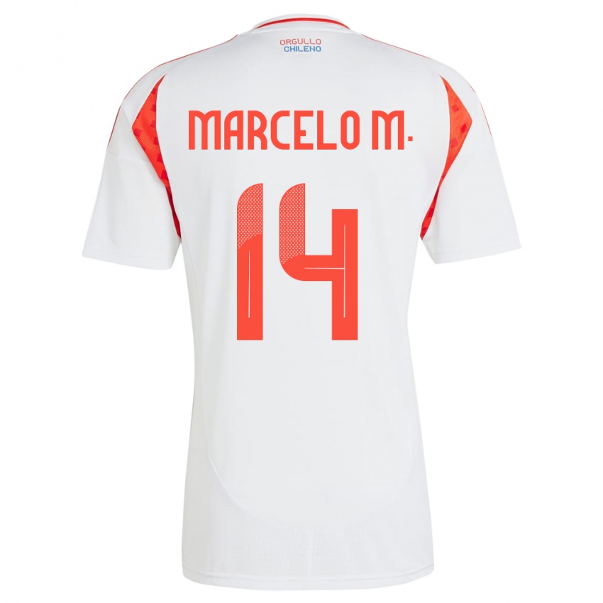 Damen Chile Marcelo Morales #14 Weiß Auswärtstrikot Trikot 24-26 T-Shirt Schweiz