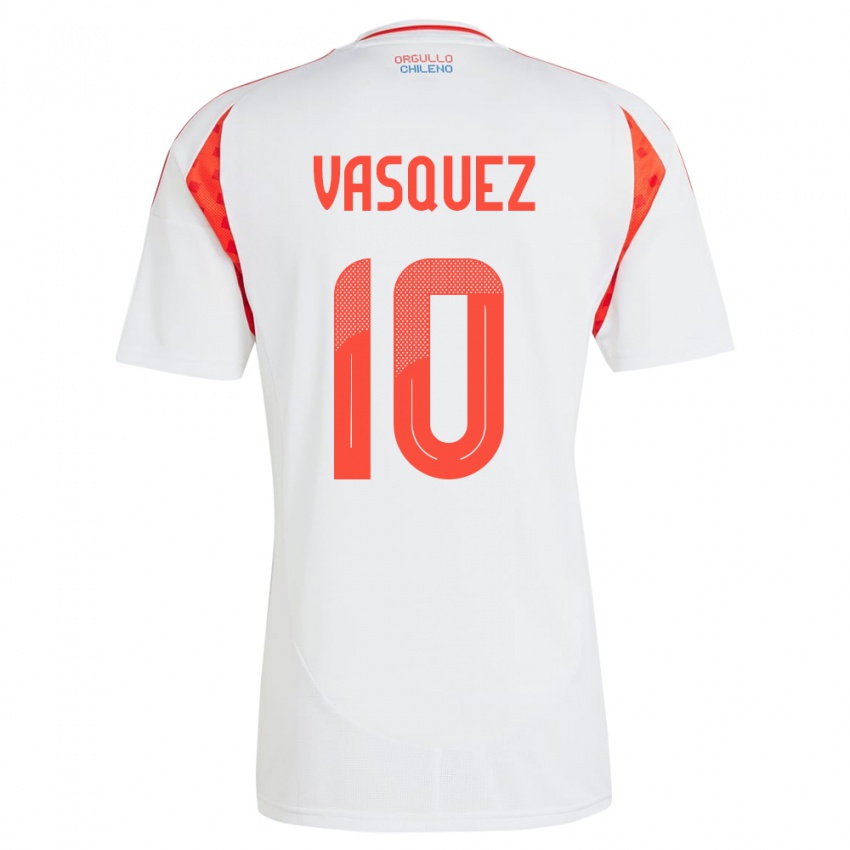 Damen Chile Ignacio Vásquez #10 Weiß Auswärtstrikot Trikot 24-26 T-Shirt Schweiz