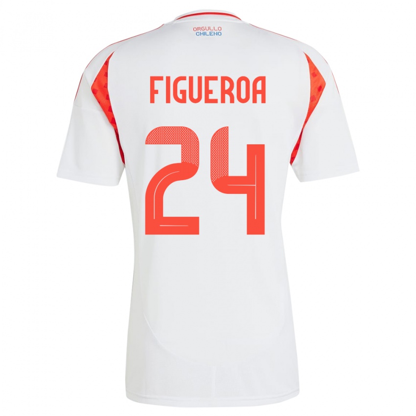 Damen Chile Ámbar Figueroa #24 Weiß Auswärtstrikot Trikot 24-26 T-Shirt Schweiz