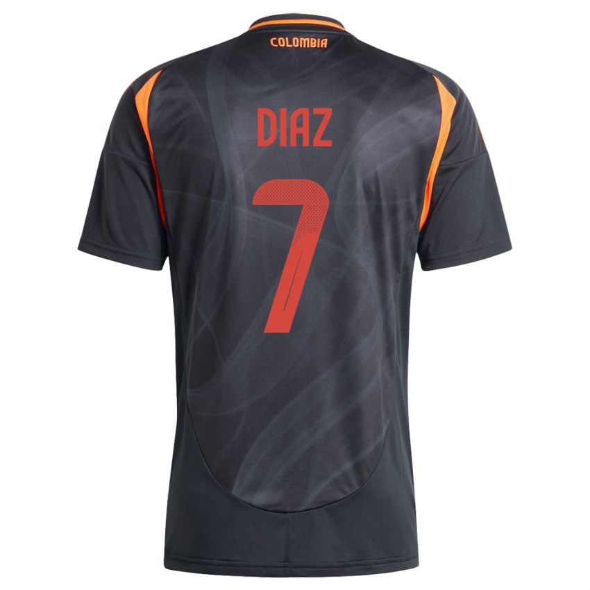 Damen Kolumbien Luis Díaz #7 Schwarz Auswärtstrikot Trikot 24-26 T-Shirt Schweiz