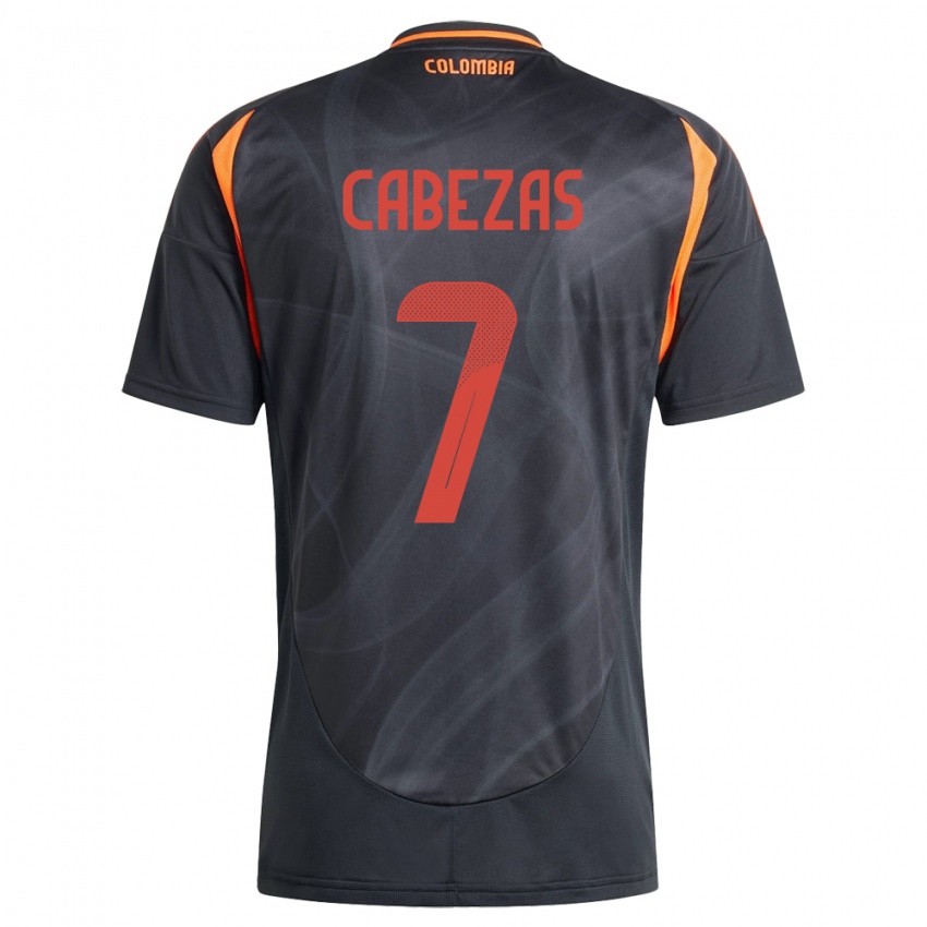 Damen Kolumbien Jorge Cabezas #7 Schwarz Auswärtstrikot Trikot 24-26 T-Shirt Schweiz