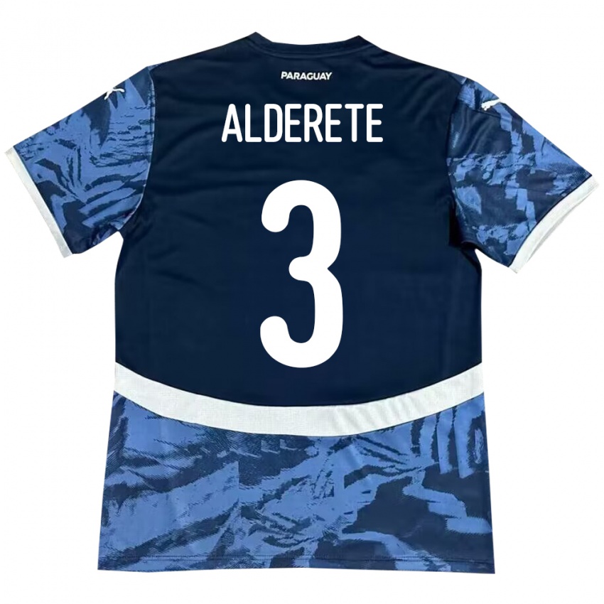 Damen Paraguay Omar Alderete #3 Blau Auswärtstrikot Trikot 24-26 T-Shirt Schweiz