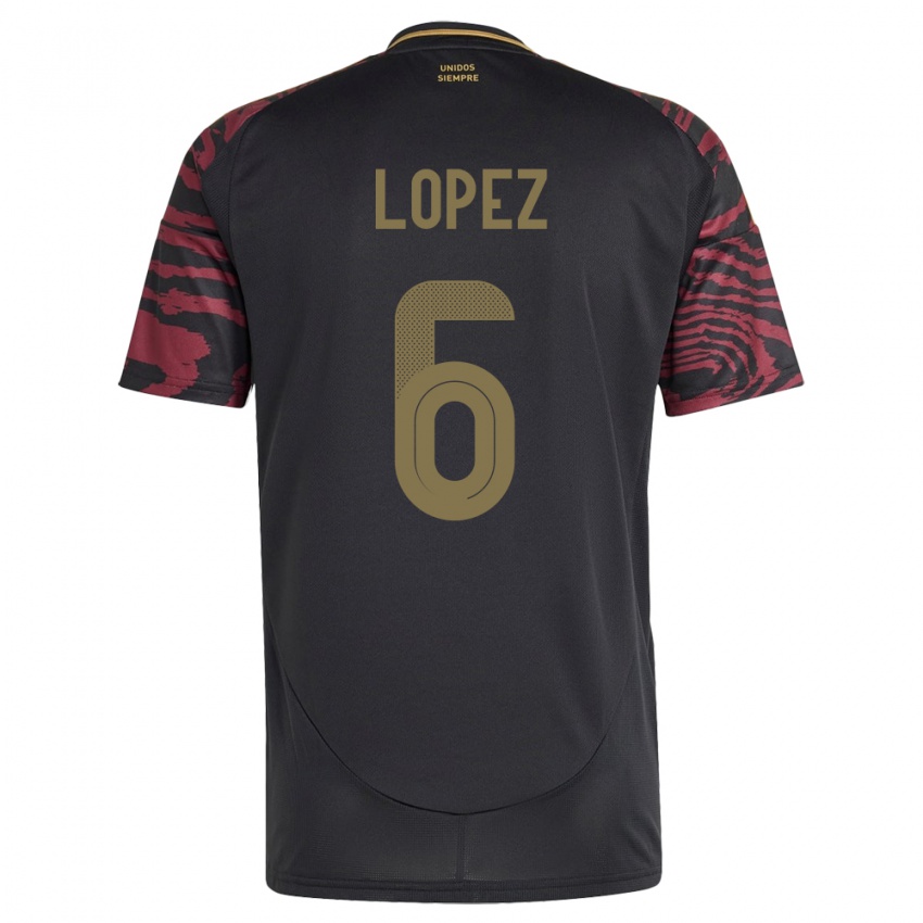 Damen Peru Marcos López #6 Schwarz Auswärtstrikot Trikot 24-26 T-Shirt Schweiz