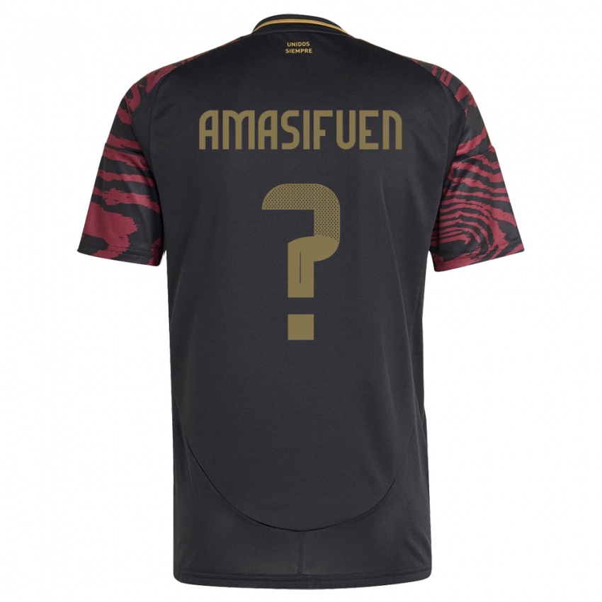 Damen Peru Nicolás Amasifuén #0 Schwarz Auswärtstrikot Trikot 24-26 T-Shirt Schweiz