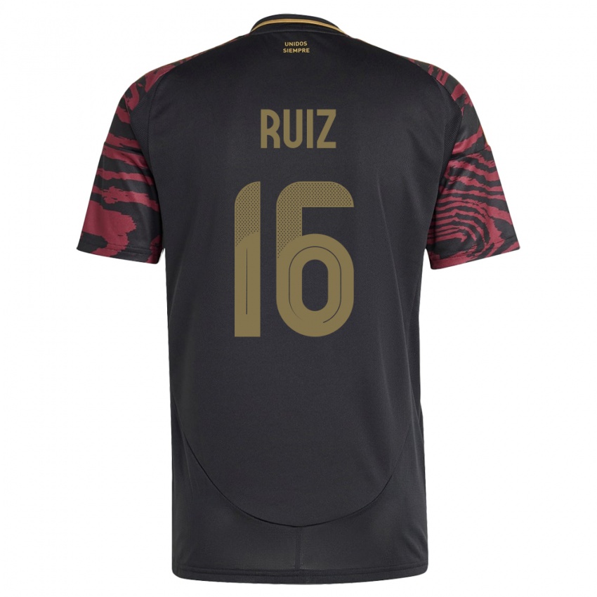 Damen Peru Birka Ruiz #16 Schwarz Auswärtstrikot Trikot 24-26 T-Shirt Schweiz