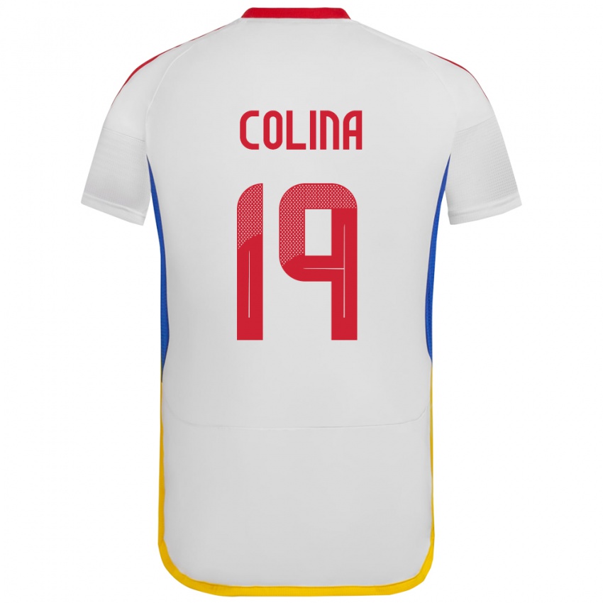 Damen Venezuela Junior Colina #19 Weiß Auswärtstrikot Trikot 24-26 T-Shirt Schweiz