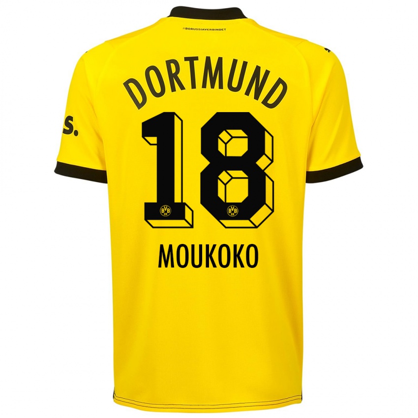 Kinder Youssoufa Moukoko #18 Gelb Heimtrikot Trikot 2023/24 T-Shirt Schweiz