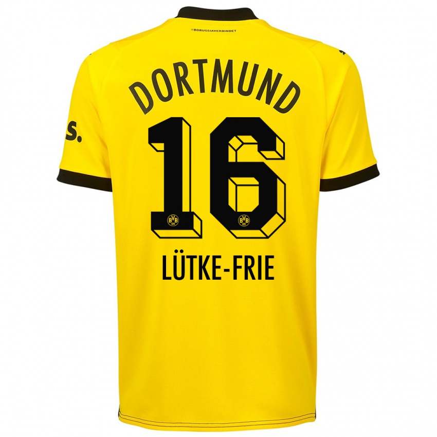 Kinder Dennis Lütke-Frie #16 Gelb Heimtrikot Trikot 2023/24 T-Shirt Schweiz