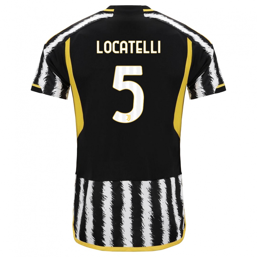 Kinder Manuel Locatelli #5 Schwarz-Weiss Heimtrikot Trikot 2023/24 T-Shirt Schweiz