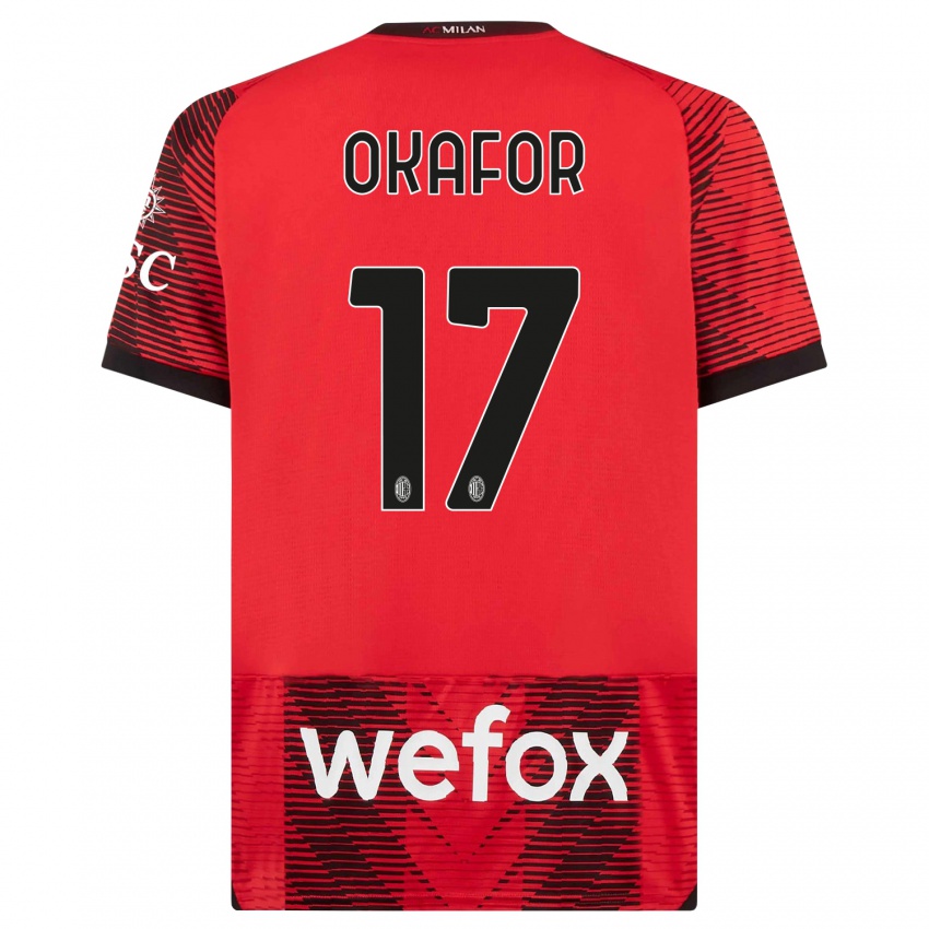 Kinder Noah Okafor #17 Rot Schwarz Heimtrikot Trikot 2023/24 T-Shirt Schweiz