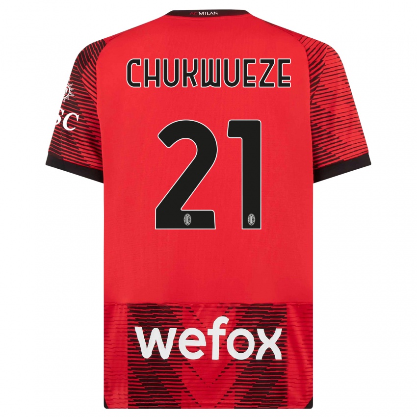 Kinder Samuel Chukwueze #21 Rot Schwarz Heimtrikot Trikot 2023/24 T-Shirt Schweiz