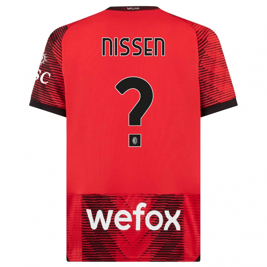 Kinder Fredrik Nissen #0 Rot Schwarz Heimtrikot Trikot 2023/24 T-Shirt Schweiz