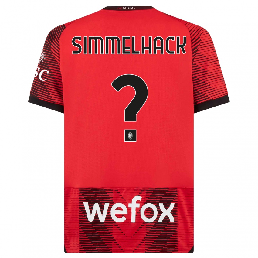 Kinder Alexander Simmelhack #0 Rot Schwarz Heimtrikot Trikot 2023/24 T-Shirt Schweiz