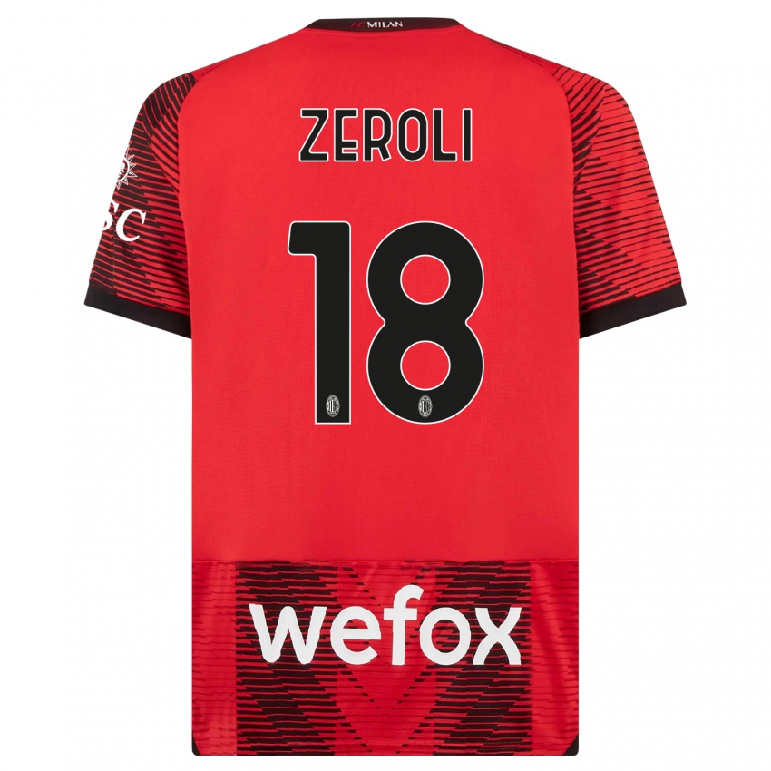 Enfant Maillot Kevin Zeroli #18 Rouge Noir Tenues Domicile 2023/24 T-Shirt Suisse