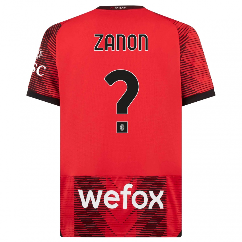 Enfant Maillot Thomas Zanon #0 Rouge Noir Tenues Domicile 2023/24 T-Shirt Suisse
