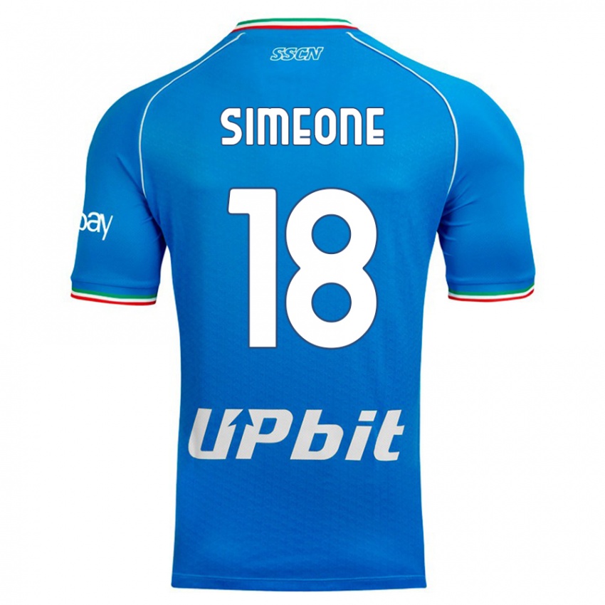Kinder Giovanni Simeone #18 Himmelblau Heimtrikot Trikot 2023/24 T-Shirt Schweiz