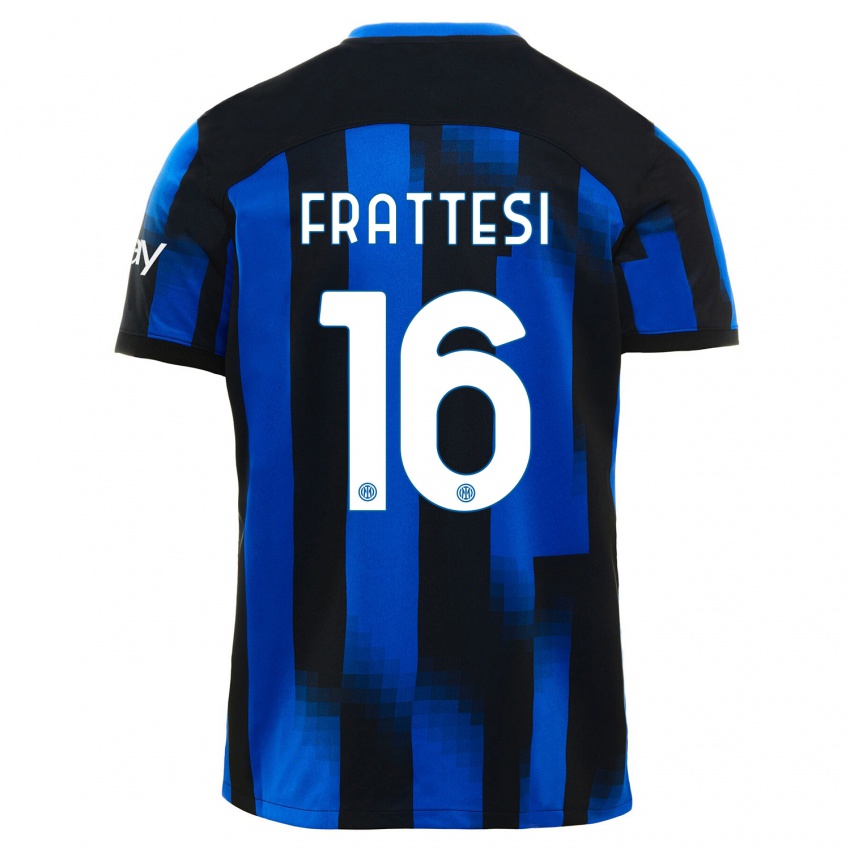Kinder Davide Frattesi #16 Schwarz Blau Heimtrikot Trikot 2023/24 T-Shirt Schweiz