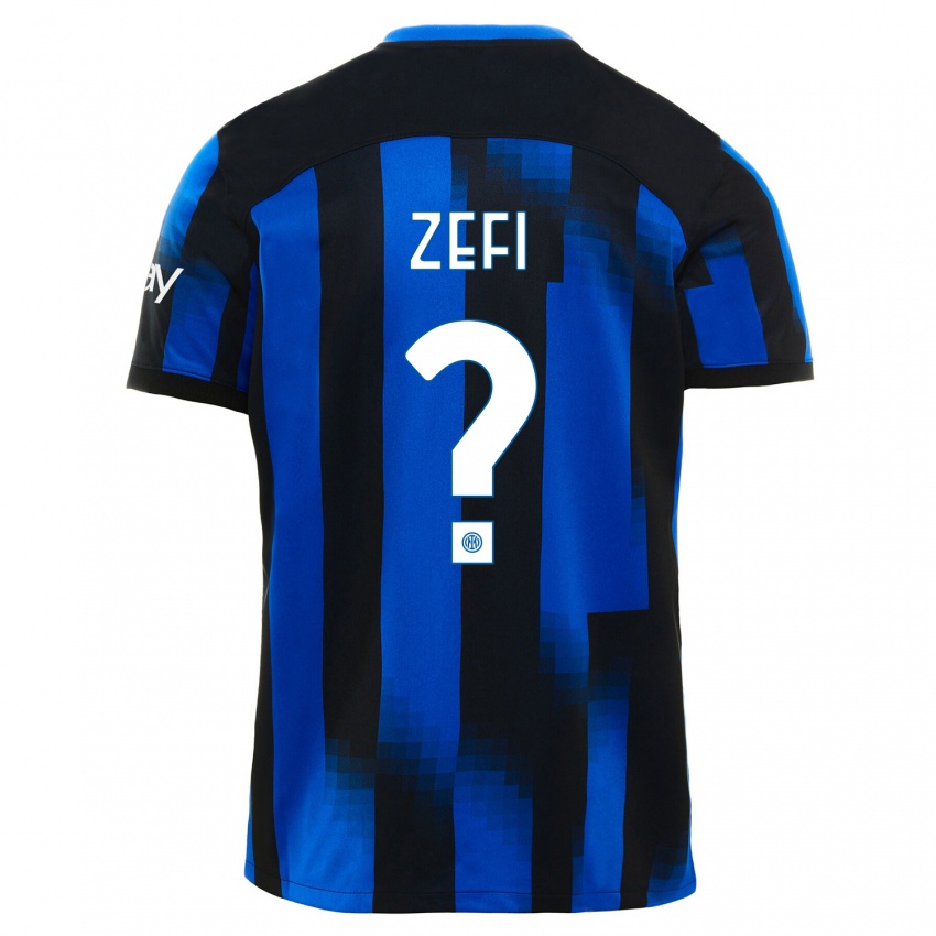 Enfant Maillot Kevin Zefi #0 Noir Bleu Tenues Domicile 2023/24 T-Shirt Suisse
