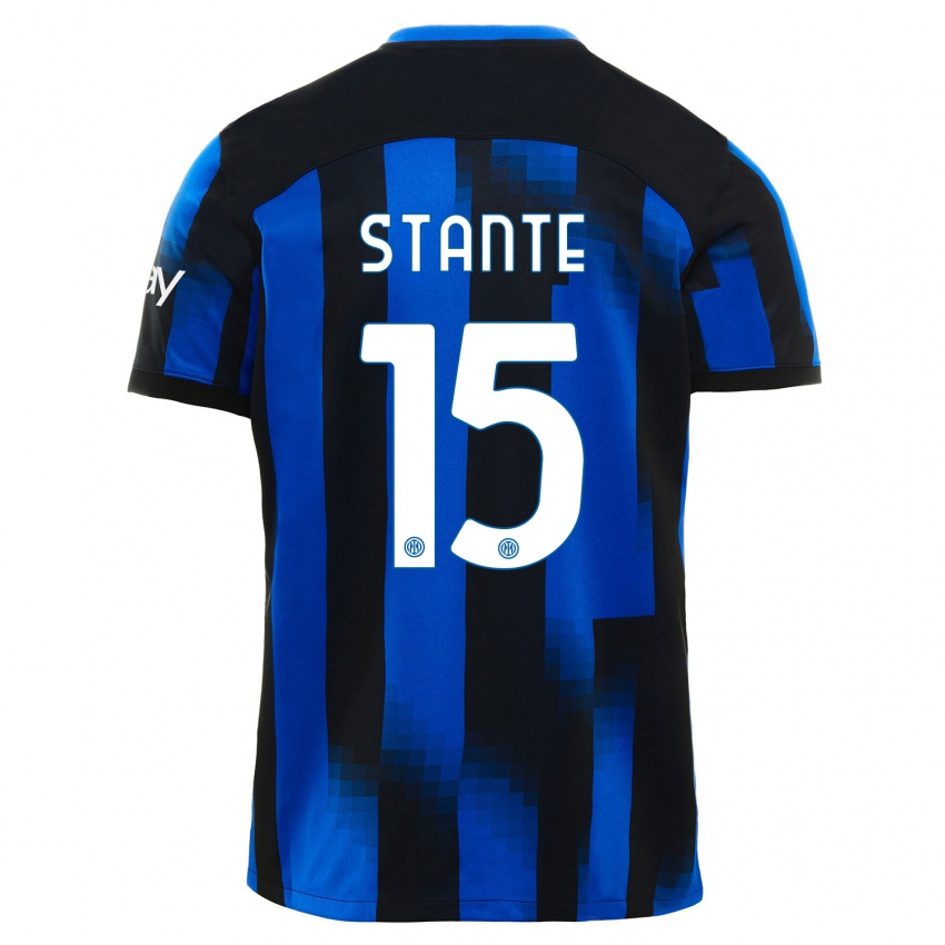 Enfant Maillot Francesco Stante #15 Noir Bleu Tenues Domicile 2023/24 T-Shirt Suisse