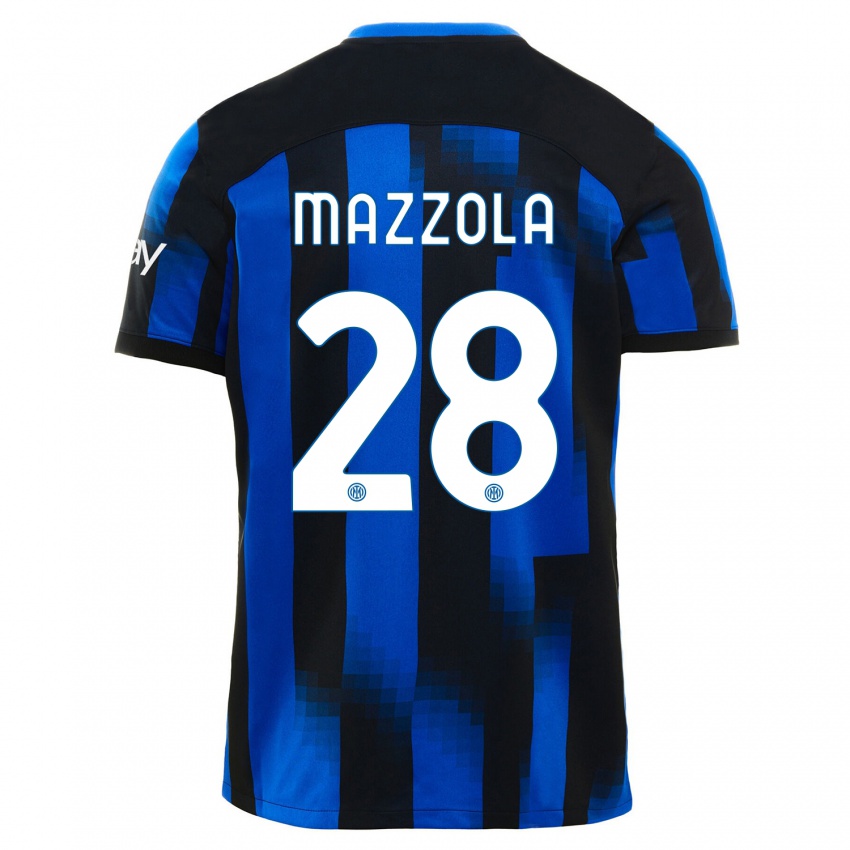 Enfant Maillot Giuseppe Mazzola #28 Noir Bleu Tenues Domicile 2023/24 T-Shirt Suisse