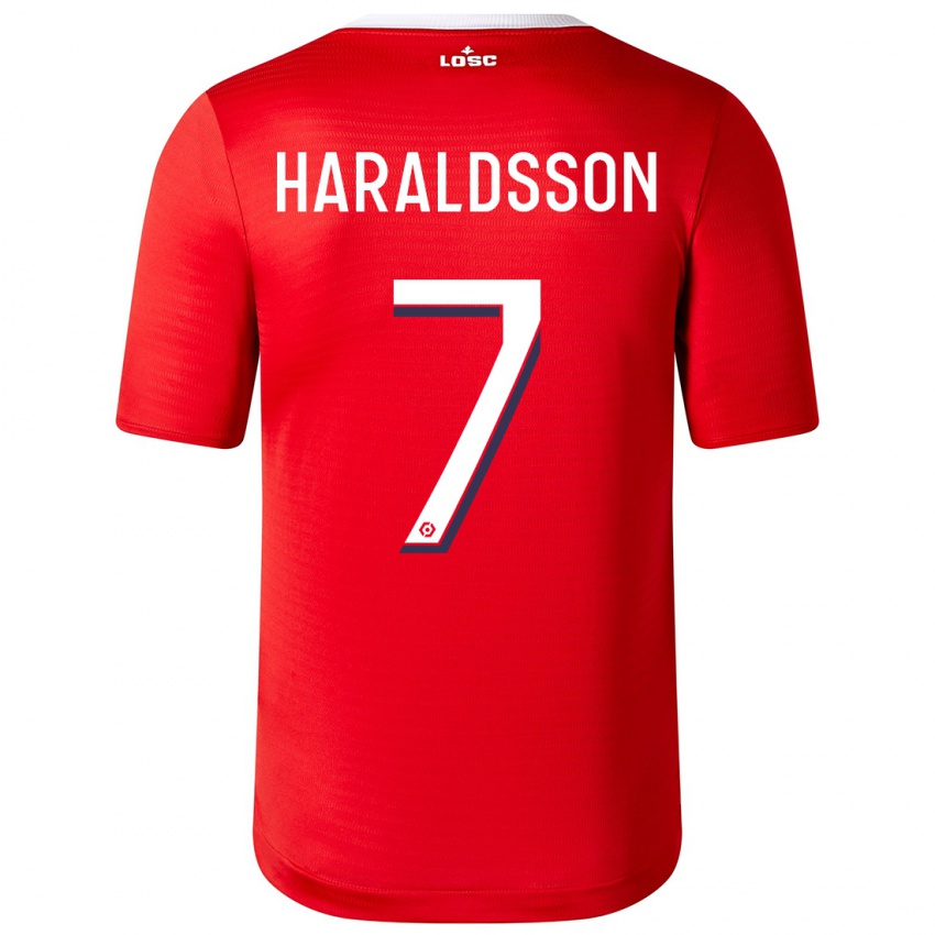 Kinder Hákon Arnar Haraldsson #7 Rot Heimtrikot Trikot 2023/24 T-Shirt Schweiz