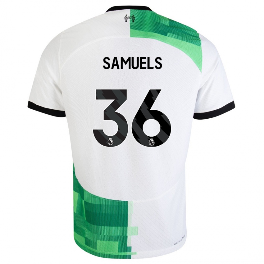 Enfant Maillot Kerron Samuels #36 Blanc Vert Tenues Extérieur 2023/24 T-Shirt Suisse