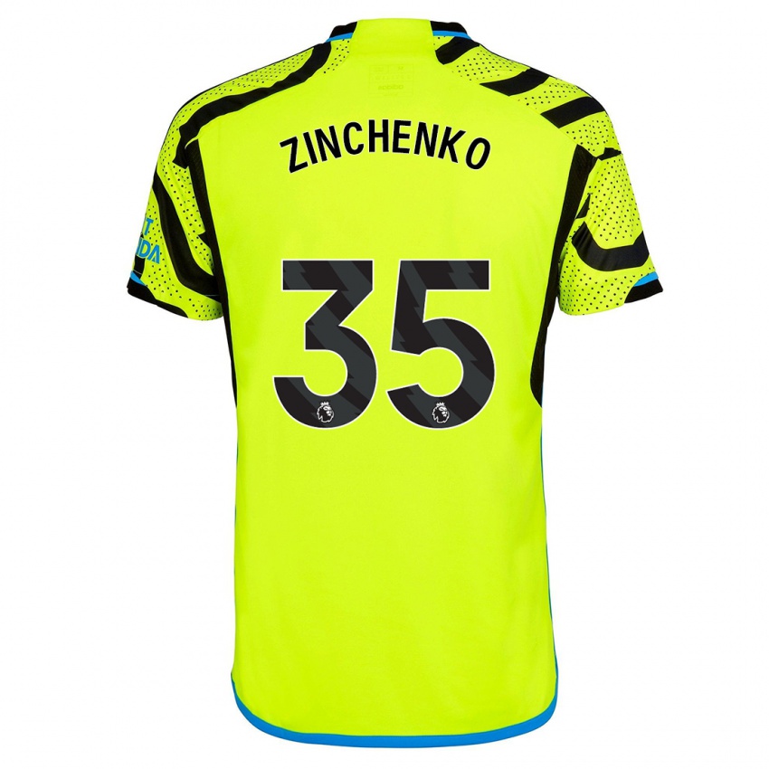 Kinder Oleksandr Zinchenko #35 Gelb Auswärtstrikot Trikot 2023/24 T-Shirt Schweiz