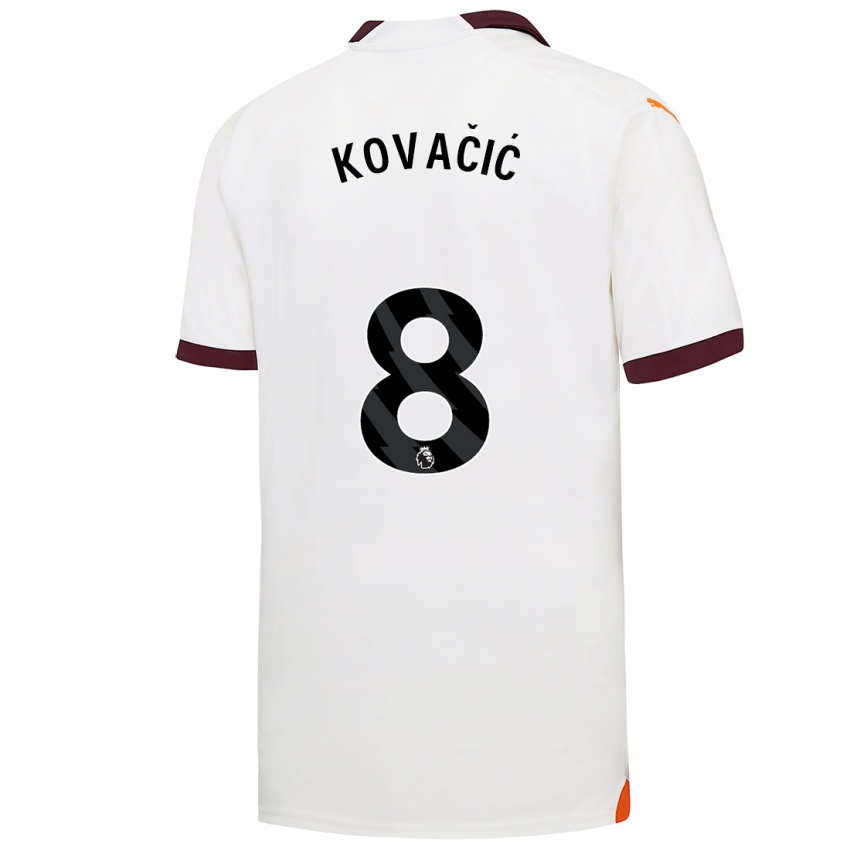 Kinder Mateo Kovacic #8 Weiß Auswärtstrikot Trikot 2023/24 T-Shirt Schweiz