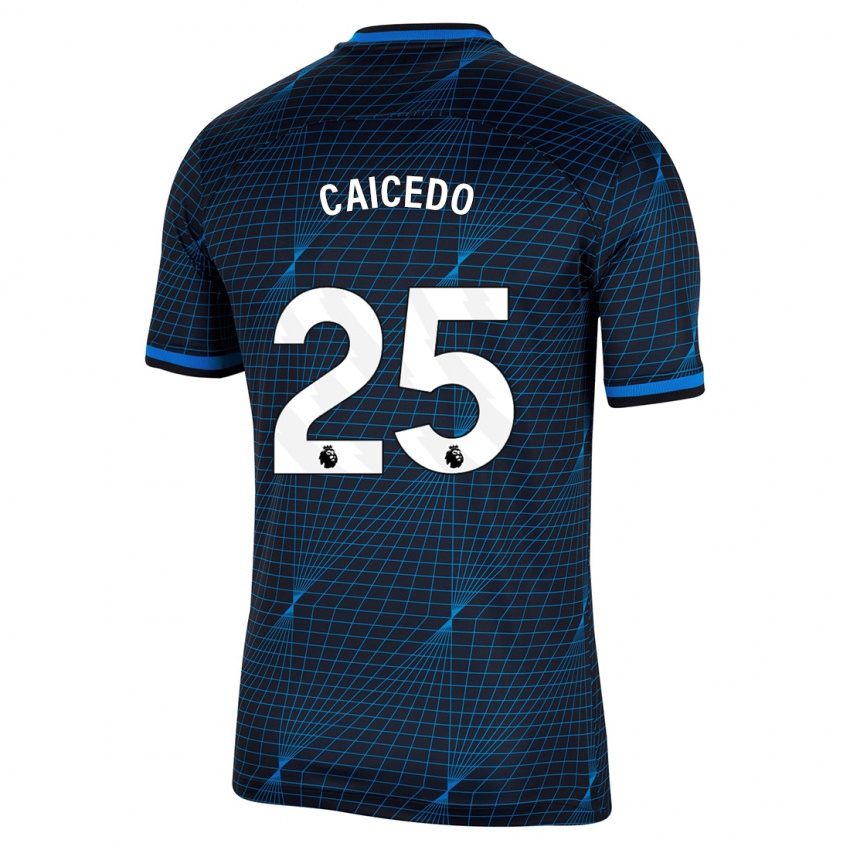 Kinder Moisés Caicedo #25 Dunkelblau Auswärtstrikot Trikot 2023/24 T-Shirt Schweiz