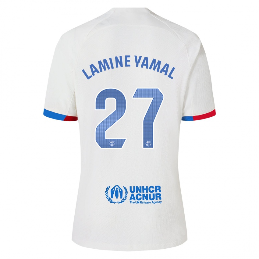 Kinder Lamine Yamal #27 Weiß Auswärtstrikot Trikot 2023/24 T-Shirt Schweiz