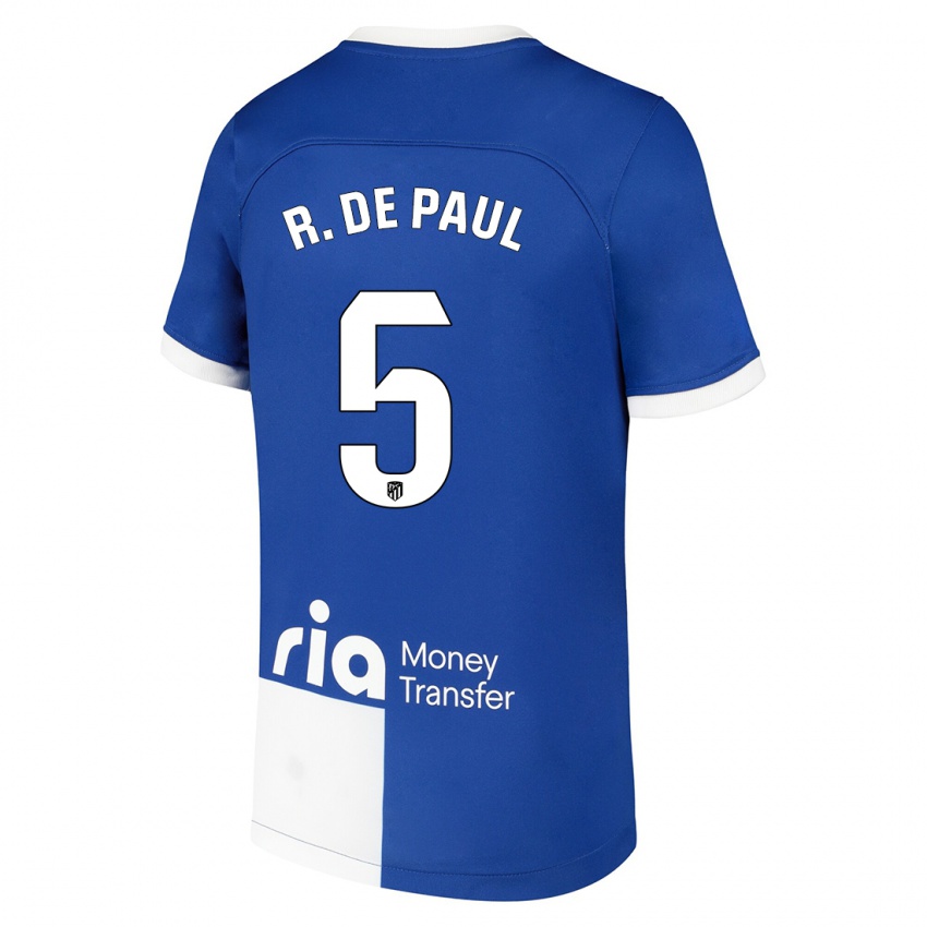 Kinder Rodrigo De Paul #5 Blau Weiss Auswärtstrikot Trikot 2023/24 T-Shirt Schweiz