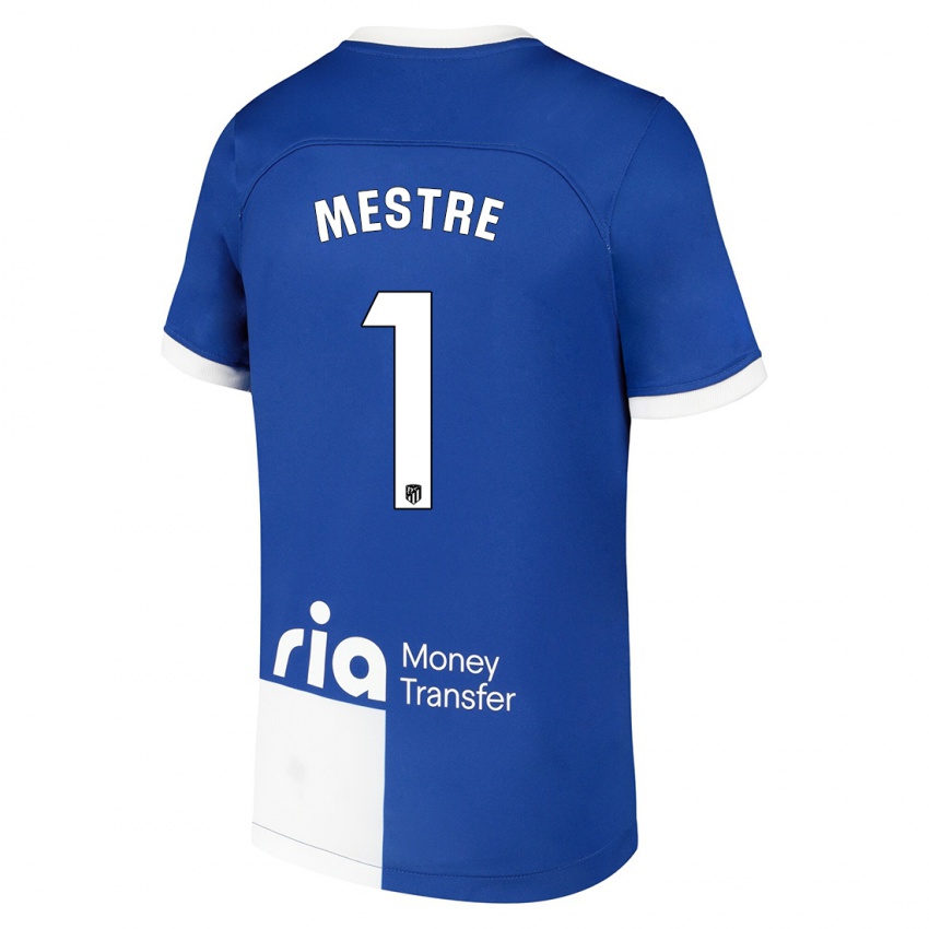 Kinder Sergio Mestre #1 Blau Weiss Auswärtstrikot Trikot 2023/24 T-Shirt Schweiz